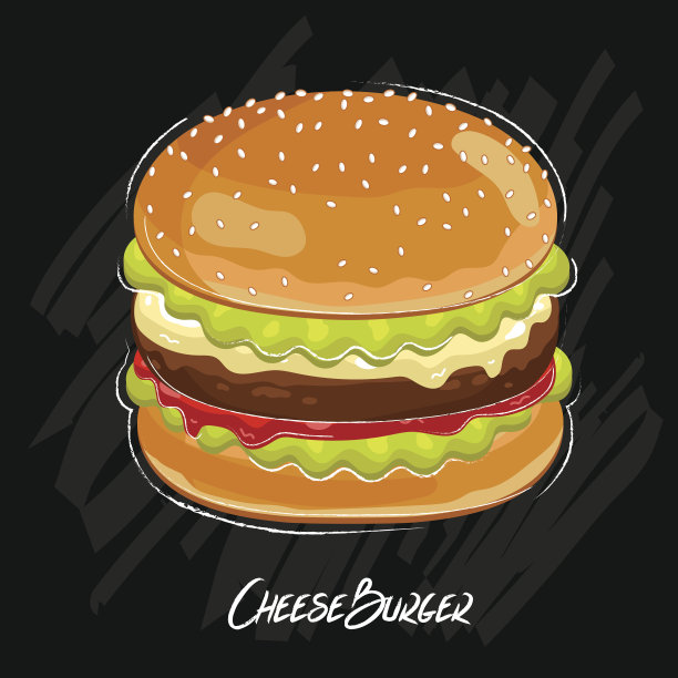 汉堡向量孤立在黑色背景图片下载