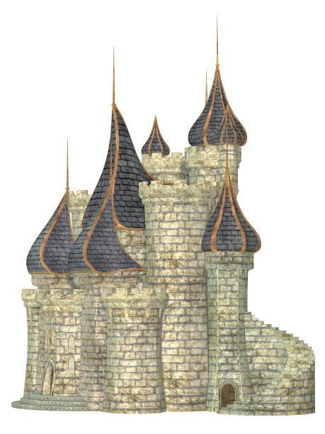 城堡，孤立在白色背景下图片下载