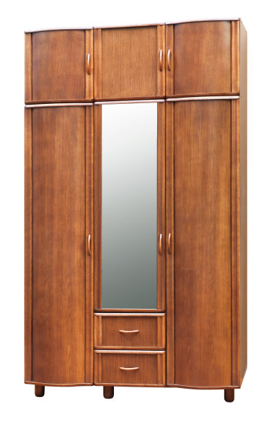 老式的棕色衣柜孤立在白色上图片下载