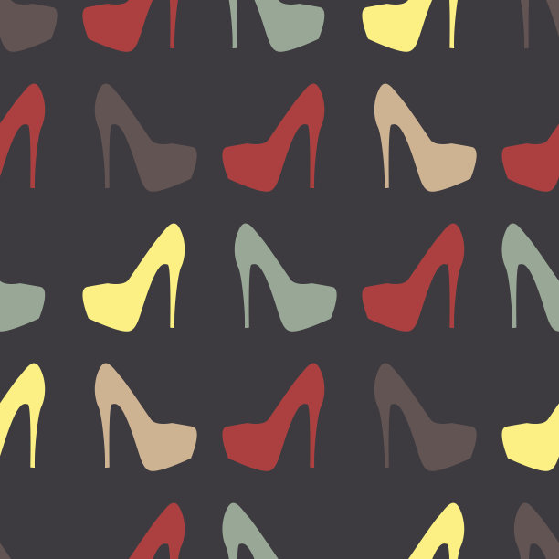 无缝彩色背景制成的高跟鞋图片下载