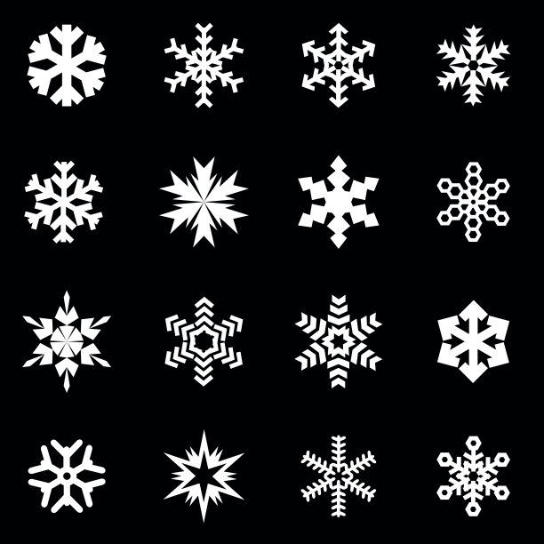 矢量白色雪花图标合集图片下载