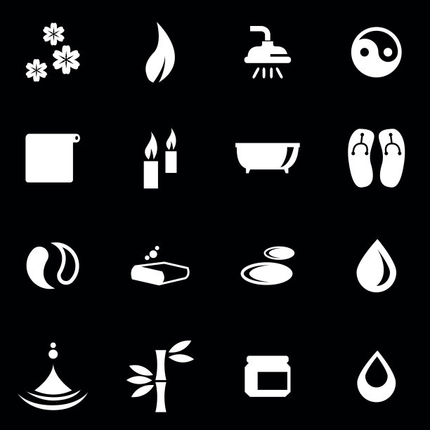 向量白色水疗图标设置图片下载