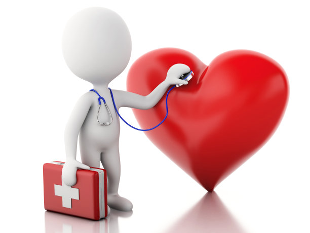 3d人医生与听诊器和急救箱。图片下载