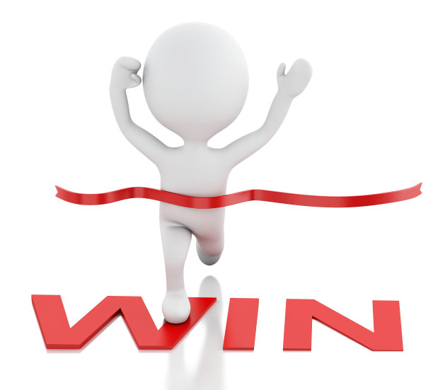 3d白人越过终点线。赛克赛斯的概念图片下载