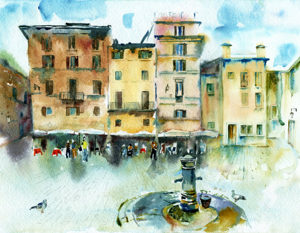 素描老广场。图片下载