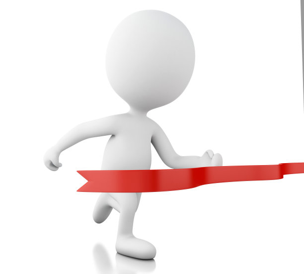 3d白人越过终点线。赛克赛斯的概念图片下载