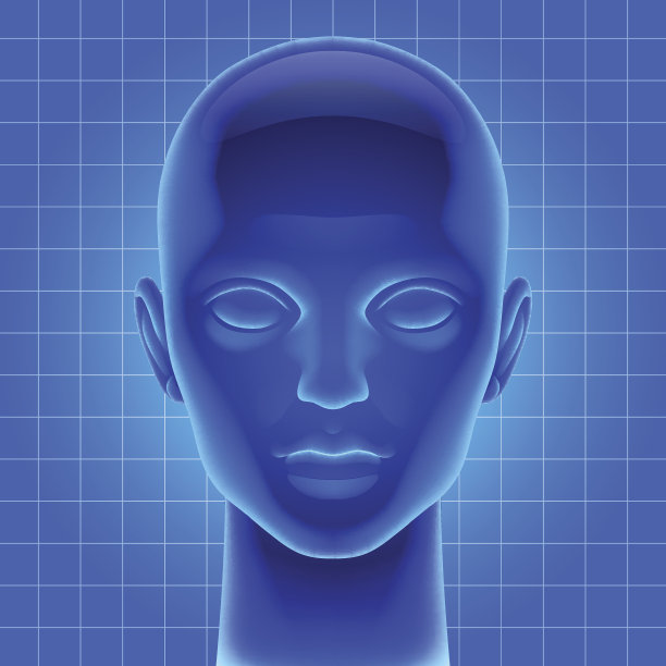 蓝色未来派人造头图片下载