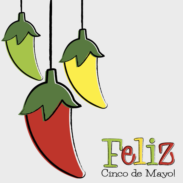 手绘辣椒辣椒串卡片矢量格式。图片下载