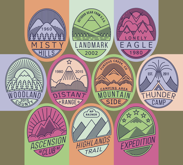 山地徽章线性2单声道图片下载