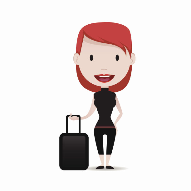 女人拿着一个手提箱的插图图片下载