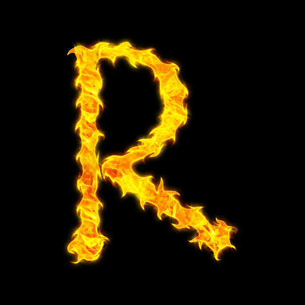 红色字母R在黑色背景上图片下载