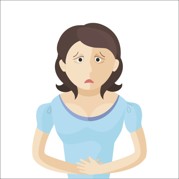 有个女人腹痛。扁平样式的字符图片下载