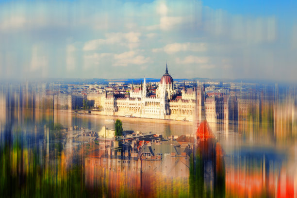 抽象的背景。布达佩斯和多瑙河的景色图片下载