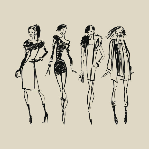 时装女性的剪影图片下载