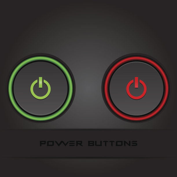 两个电源按钮上的黑色背景时尚向量图片下载