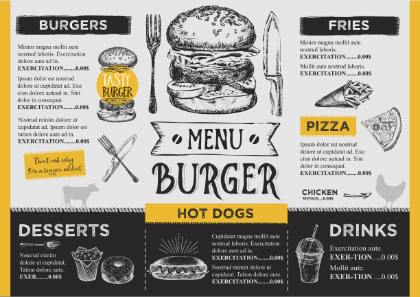 餐厅咖啡厅菜单，模板设计。图片下载