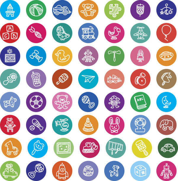 婴儿玩具图标套装图片下载