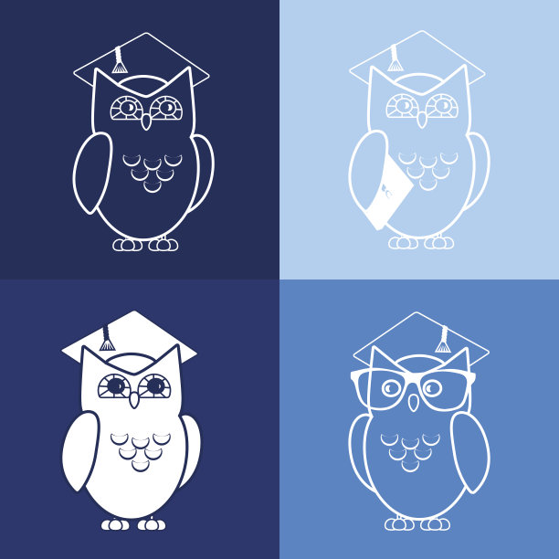 猫头鹰在毕业生帽子图标图片下载