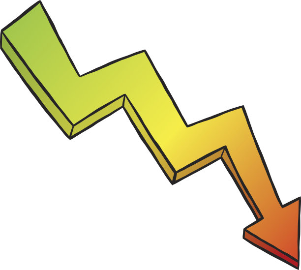 三色渐变下降图箭头图片下载