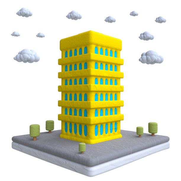 橡皮泥或粘土风格的卡通建筑。图片下载