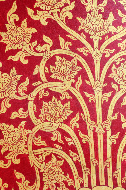 泰国艺术红金墙图片下载