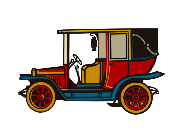 图漂亮复古红黄车。图片下载