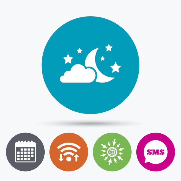 月亮，云彩和星星的标志图标。梦想的象征。图片下载