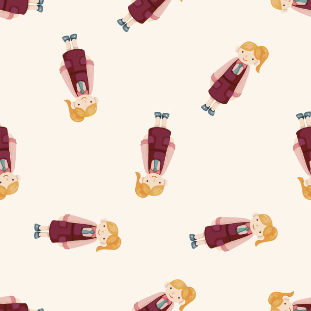 服务员，卡通无缝图案背景图片下载