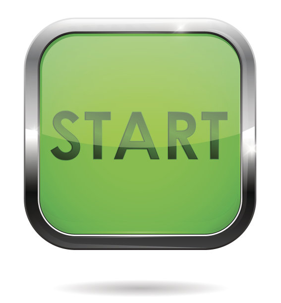 开始按钮。绿色方形网页图标与铬框图片下载