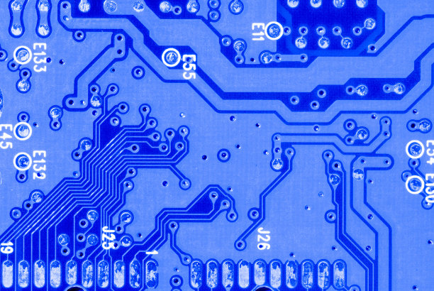蓝色电路板特写图片下载