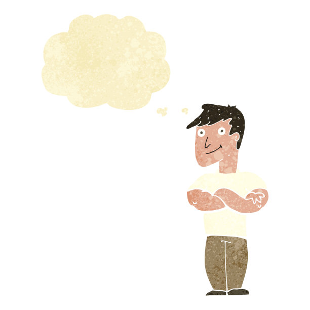 卡通肌肉男与思想泡泡图片下载