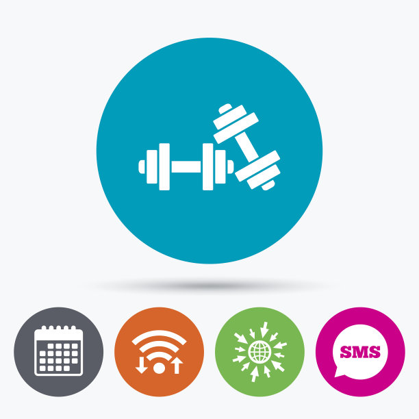 哑铃标志图标。健身运动的象征。图片下载