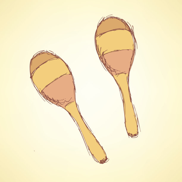 素描复古风格的墨西哥沙槌图片下载