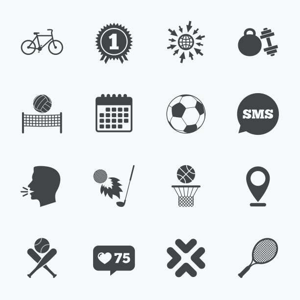 运动游戏，健身图标。足球,篮球。图片下载