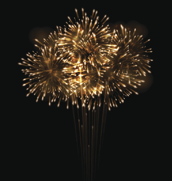 真实的烟花在夜空中爆炸素材图片