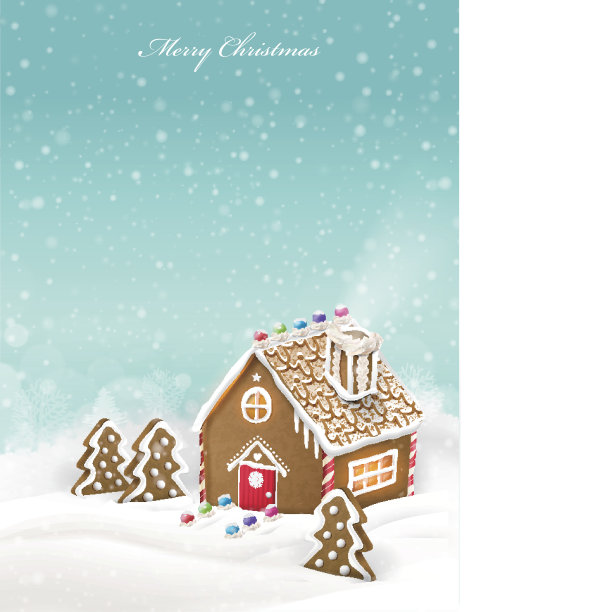 可爱的圣诞姜饼屋图片下载