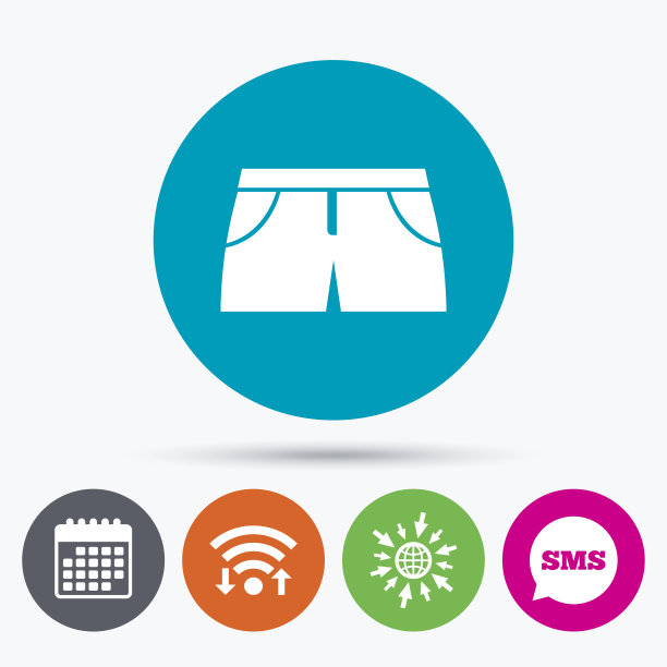 女子运动短裤标志图标。服装的象征。图片下载