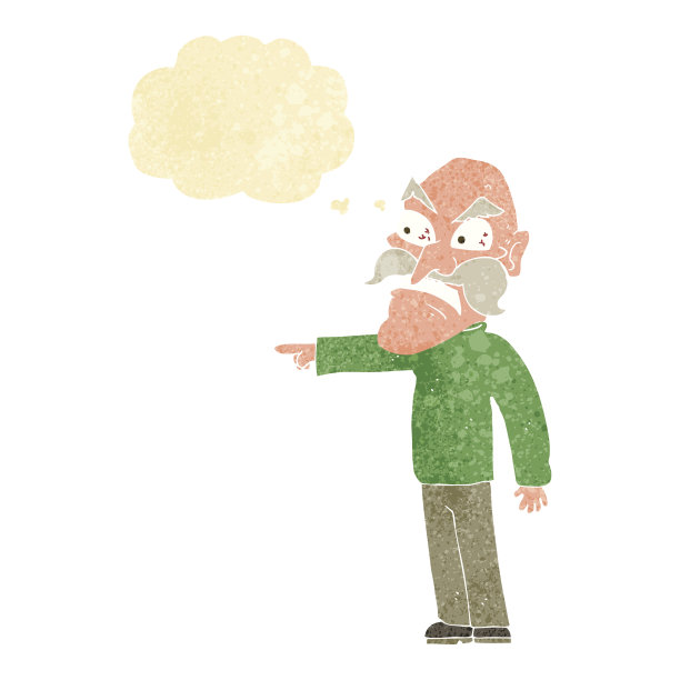 卡通愤怒的老人与思想泡泡图片下载