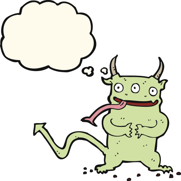 卡通小恶魔带着思想泡泡图片下载