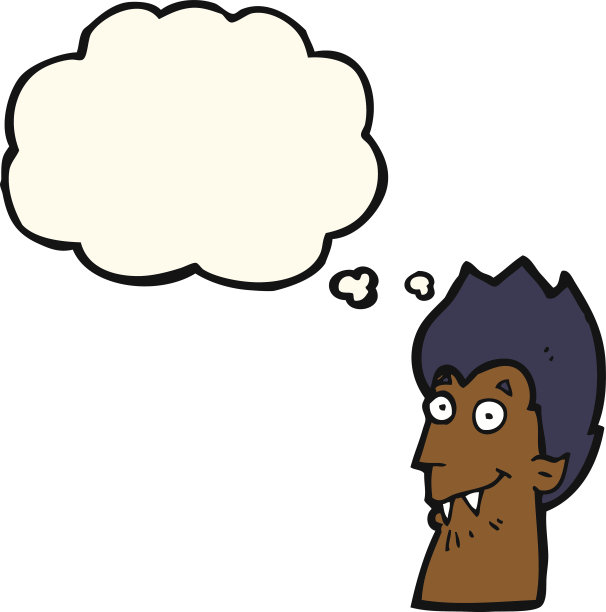 卡通吸血鬼头与思想泡泡图片下载