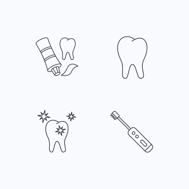 健康牙齿，牙齿和牙膏图标。图片下载