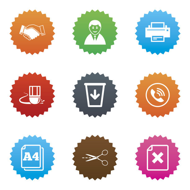 办公室、文档和业务图标。图片下载