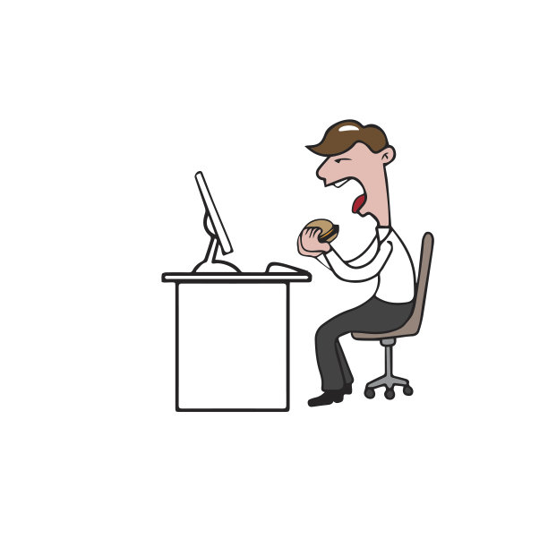 商人吃饭和工作图片下载