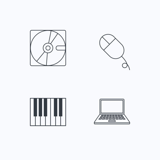 硬盘、电脑鼠标和笔记本电脑图标。图片下载