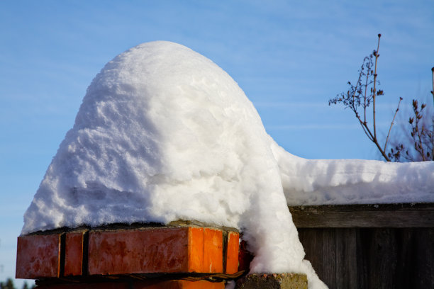 篱笆上的大雪堆图片下载