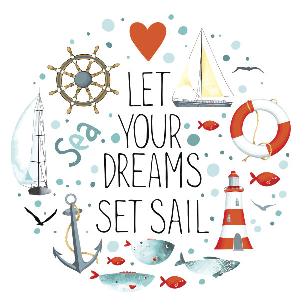 一组圆形的航海元素。图片下载