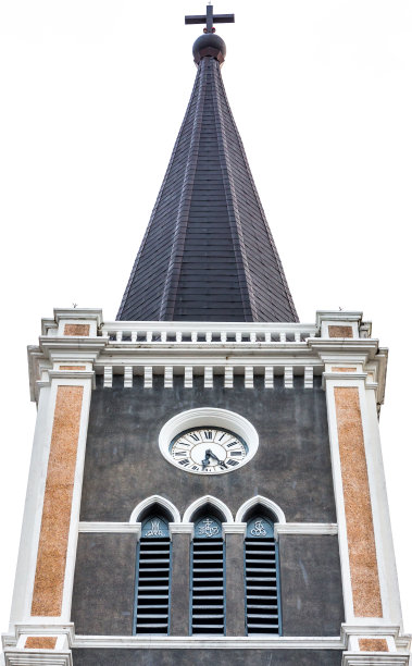 白色背景中的钟楼。图片下载