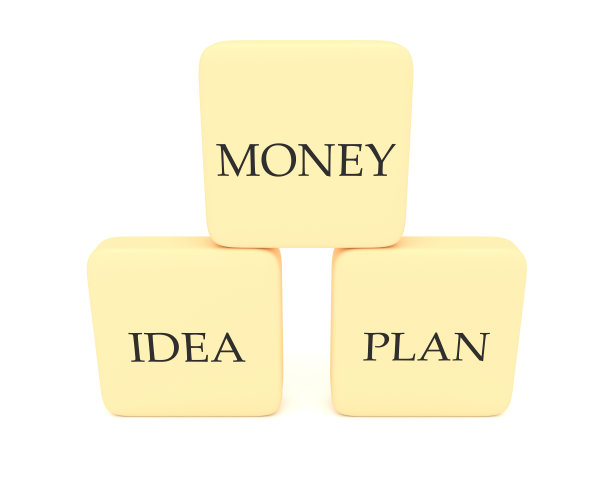 金字塔与字块金钱，想法和计划，3d插图图片下载