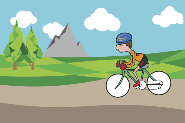 骑自行车运动的人在村庄2图片下载