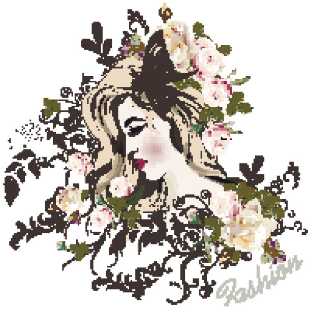 可爱girlâ的脸与长头发素描风格图片下载